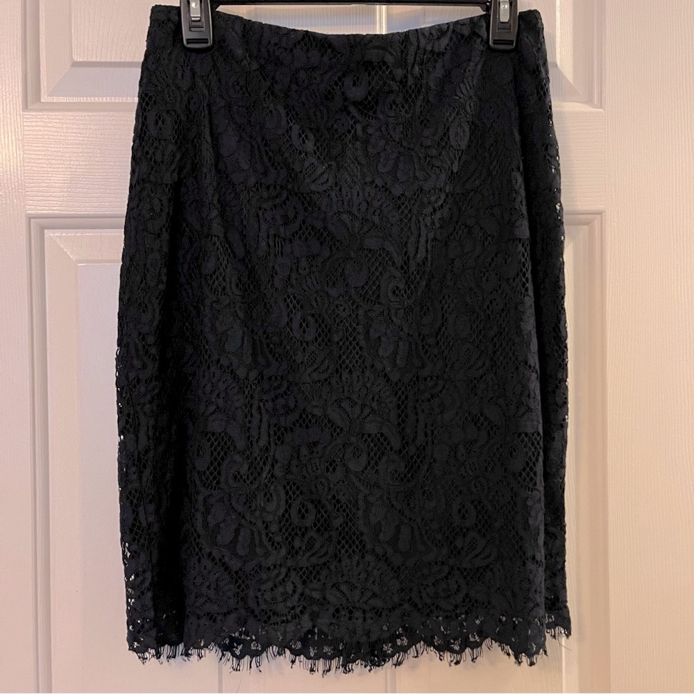 Banana Republic Factory Lace Pencil Skirt Navy Blue Size 4